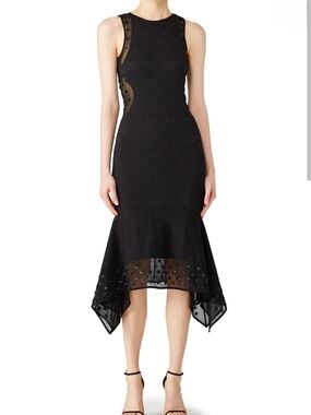 Opening Ceremony Black Lace High-Low Sheath Dress Large
